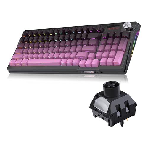 Image of KUTETHY Wireless Mechanical Keyboard,RGB Backlit Gaming-Blackberry Contours | Smart Display & Knob,Tri-Mode BT5.0 /2.4GHz /USB-C,Hot Swappable Pre-lubed Linear Switches,Contour keycaps(Dark Switches)