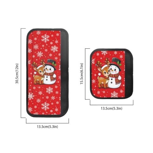 Image of Christmas Fridge Door Handle Covers Set of 6 Kitchen Appliance Decor Handles Glove Anti-Slip Protectors Washable Fabric Refrigerator Decor Accessories, Cute Reindeer Snowman Red