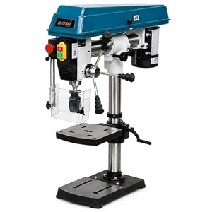 KATSU Tools Industrial Bench Pillar Drill Press 550W, 45° Tilting Head + 16mm Chuck + 5 Adjustable Speeds Switch + 100mm Max Drilling Depth + Max 3000rpm + 45° Tilting Table