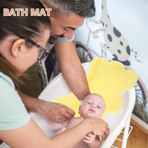 Image of Totority Baby Bath Mat Soft Sponge Cushion for Newborns Non-Slip Bath Pad Support for Infant Bathtub and Sink 19X12 Inch Breathable Baby Sponge Cushion
