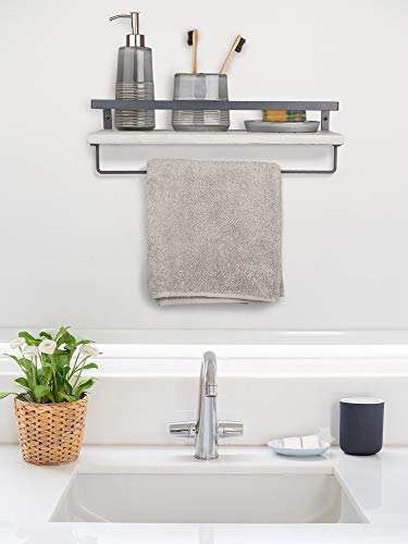 Peter's Goods Rustic Floating Wall Shelves With Rails - Decorative Storage For Bedroom, Bathroom, And Kitchen - Elegant, Modern Shelving - Rustic White Pine Wood, Charcoal Metal Frame - Set Of 2 #TOP6