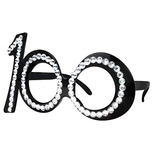 Ocean Line 100th Birthday Glasses - 100 Days of School Photo Booth Props for Anniversary Celebration Decoration, Plastic Frame with Crystal Party Favors, Novelty Eyewear for Kids and Adults 6 Pack - Thumbnail 2