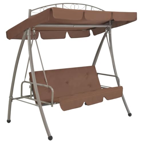 Banco columpio convertible en cama de exterior antracita con dosel para jardín y patio 2