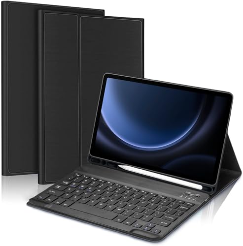 Image of ProElite Keyboard case for Samsung Galaxy Tab S9 FE Plus /S9 Plus /S10+ 12.4 inch with S Pen Holder, Magnetic Detachable Wireless Bluetooth Keyboard, Black