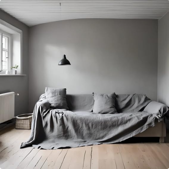 L'Emporio Casa Telo Copridivano Copriletto Tela Grossa Robusta Cotone in Panama 160X260-260x280-360x280 Misure Maxi Lenzuolo Copritutto Cotone Granfoulard Made Italy (GRIGIO SCURO, 260X280)