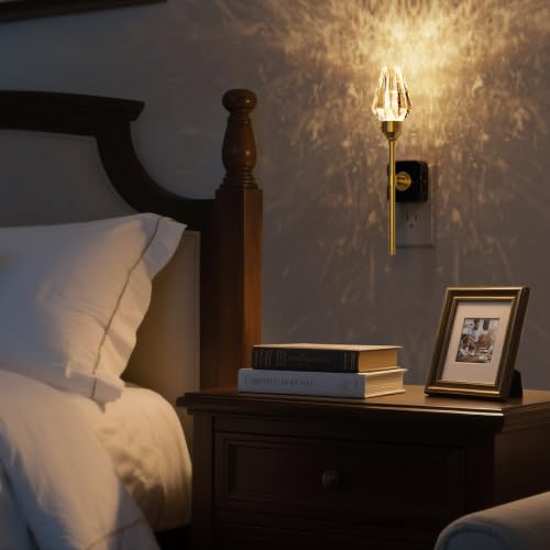 Image of DORESshop Plug in Night Light, Vintage Crystal Dimmable Nightlight,2 Pack