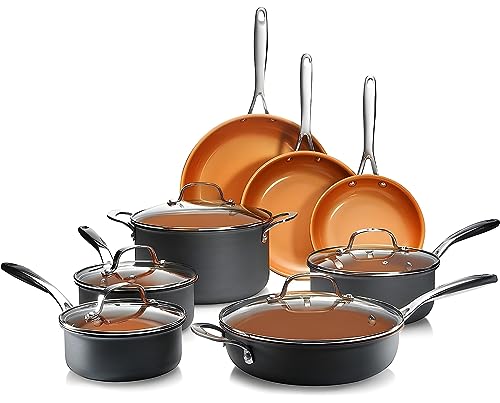 Comparison: Best Copper Cooking Pan Set 6 GOTHAM STEEL 13 Pc Ceramic Cookware Set Nonstick, Copper Pots and Pans Set Non Stick for Kitchen, Anodized Induction Pots and Pans for Cooking, Non Toxic Cookware Sets, Oven & Dishwasher Safe