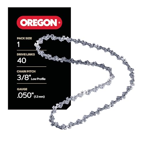 Oregon Pole Saw & Small Chainsaw Chain 3/8' LP Pitch, .050' (1.3 mm) Gauge for 10' (25cm) Bar, 40 Drive Links – Low-kickback Replacement Saw Chain, Fits Echo, Greenworks, Sun Joe and more