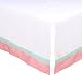 White Tailored Crib Skirt with Coral Pink and Mint Green Trim by The Peanut Shell