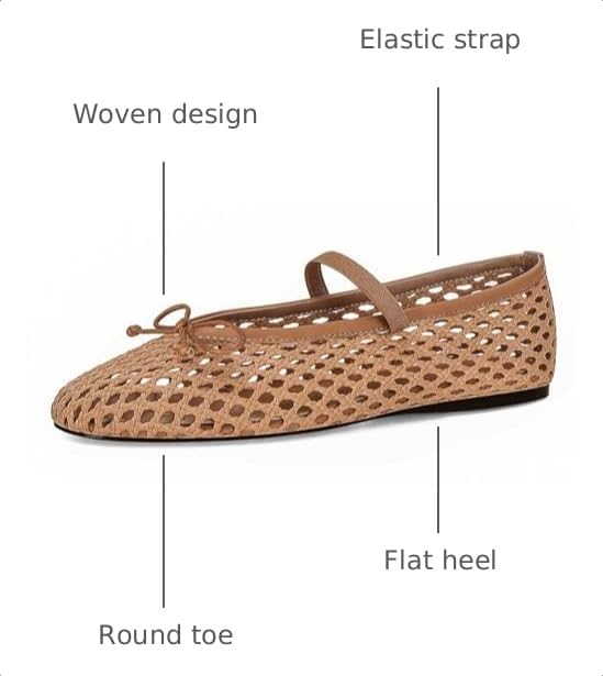 Image of ZJGZF Woven Ballet Flats for Women Cute Raffia Mary Janes Bow Elastic Strap Summer Straw Comfortable Casual Dressy Shoes