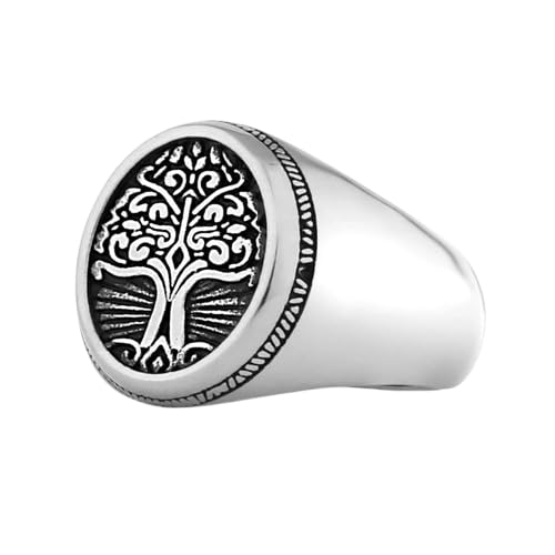 modeva "elevate your essence" Vintage Style Tree of Life Ring, Men'S Stainless Steel Signet with Celtic Design, Antique Silver Finish-picture-10