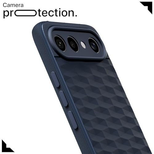 Image of Pikkme Back Cover for Vivo X300 FE 5G Camera Protection 3D Hexa Cube Design Silicone Protective Bumper Case (Blue)