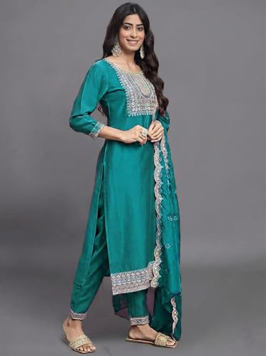 Image of Florely Women's kurti set for woman | kurta sets for woman | Cotton Kurta Set for Women | Embroidered Kurta Set for Women | Kurta Set with Pant Dupatta | 3 Piece Kurti Set | trending kurta women 2026