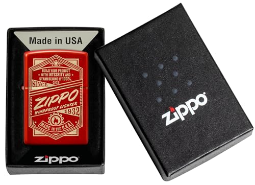 Zippo It Works Design Metallic Red Pocket Lighter