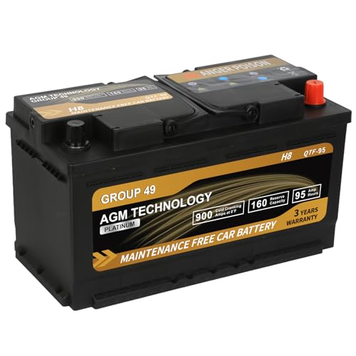 Daakmax Platinum AGM Car Battery Group Size 49 H8, 12V 95Ah, 900 CCA, 160 RC, Rechargeable...