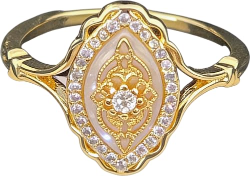 Zuwevbo Wave Lace Ring,Vintage Court Style Art Deco Ring,Personalized Gold Rings for Women,Gold Wedding Rings Antique Jewelry for Women (Size 7)