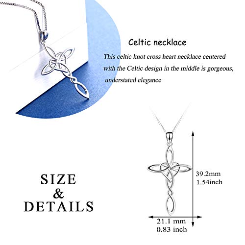 Celtic Knot Cross Pendant Necklace Sterling Silver Religious Irish Infinity Love Heart Irish Celtics Necklace Jewelry Mothers Day Birthday Gifts for Women Girls3