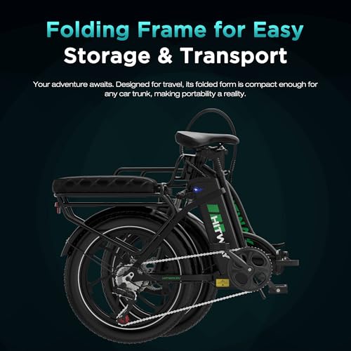HITWAY E-Bike mit 250W Motor Faltmechanismus und Transportmöglichkeit gezeigt. - Detailansicht von HITWAY E-Bike 250W...