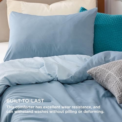 Image of Bedsure Twin /Twin XL Comforter Set, Mineral Blue Soft Prewashed Bedding for All Seasons, 2 Pieces GentleSoft Bed Set, 1 Lightweight Comforter (68 inchx88 inch) and 1 Pillowcase (20 inchx26 inch)