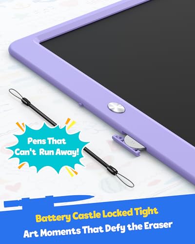 Image of TEKFUN 12 Inch LCD Writing Tablet for Kids, Coloring Drawing Pad, Mess Free Doodle Board, Airplane Travel Toys for Boys and Toddlers, Road Trip Essentials, Gifts for 3-8 Year Old Girls (Purple)