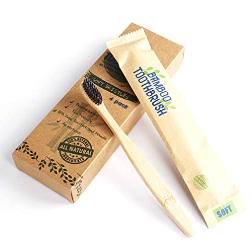 Its Junlan Bamboo Charcoal Toothbrush with Soft Bristle, Naturally Biodegradable, Dentist Approved, (8 counts)