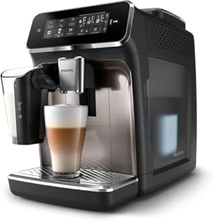 Philips Expresso broyeur Série 3300-6 Boissons, Écran tactile coloré, Carafe LatteGo, SilentBrew, Broyeur 100% Céramique, Machine à café à grain Noir Chrome (EP3347/90)