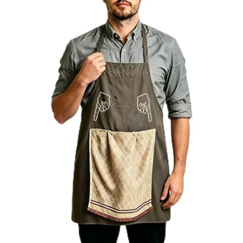 ZFFAFUR Creative Funny Apron for Men with Secret Pocket & Openable Towel Adjustable Chef Apron Novelty Gift for BBQ Grilling & Baking Holiday Present for Husband Dad Brother