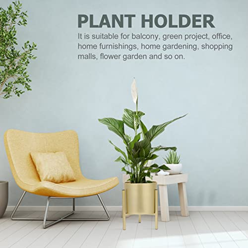 Gold Plant Stand for Indoor Plants - 10 Inch Round Metal Planter Pot with Iron Floor Stand, Modern Flower Pot for Living Room, Home Decor by HANABASS - Used condition - Image 3