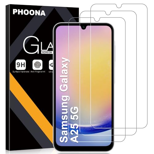Phoona 3 Stück Schutzfolie für Samsung Galaxy A25 5G für Panzerglas 9H Härte 0.33mm HD Displayschutzfolie Full Screen Stoßfest Frei von Kratzern Ultra-klar für Samsung A25 Panzer Schutz Glas