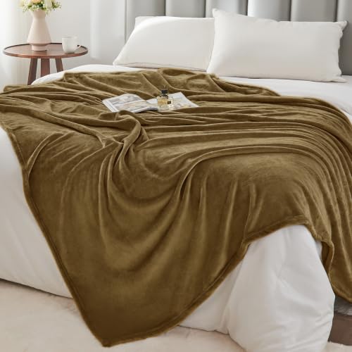 Image of BEDELITE Fleece Blanket Soft Lightweight & Warm Iced Coffee 60 inchx80 inch Throw
