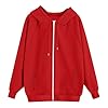 Yinguo Womens Jacket, Hoodies For Women Uk Oversized Hoodie Zip Up Sweatshirts Trendy Casual Loose Long Sleeve Crewneck Pullover Comfy Fall Winter Cloth Fashion Ladies Outfit, Red 3XL #2