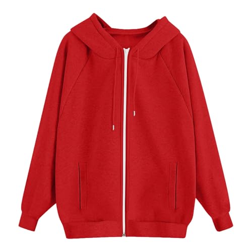 Yinguo Christmas Jumpers For Women, Hoodies For Women Uk Oversized Hoodie Zip Up Sweatshirts Trendy Casual Loose Long Sleeve Crewneck Pullover Comfy Fall Winter Cloth Fashion Ladies Outfit, Red L — photo 3