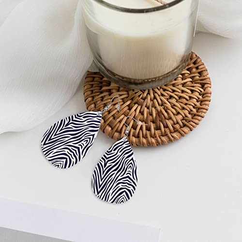 Zebra Skin3 Faux Leather Earrings, Teardrop Dangle Earrings, Lightweight Dangle For Women Girls #TOP4