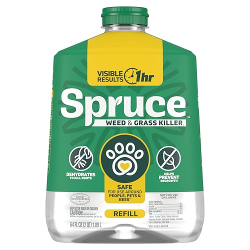Spruce Weed Killer Refill - Versatile Weed & Grass Killer₂ for Flower Beds, Driveways & Mulch Beds - No Pour, No Mix, No Mess Refill - Kills Dandelions, Crabgrass & More (64 Oz)