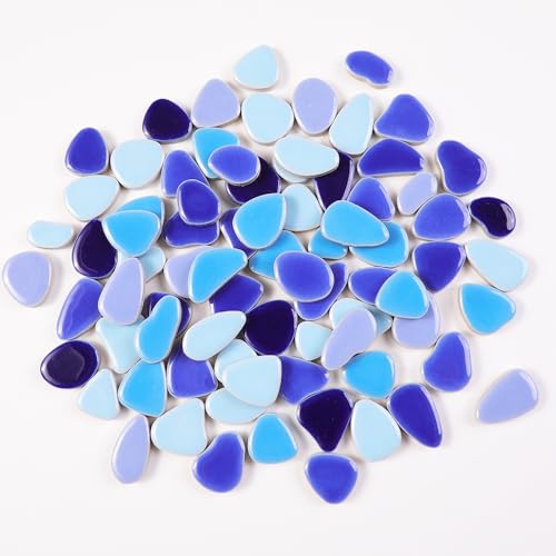 454g (1 LB) Mini Ceramic Pebbles Mosaic Tiles for DIY Crafts Art, Random Color Irregula Glazed Porcelain Ceramic Tiles for DIY Mosaic Art Craft Projects and decorations (OP200)