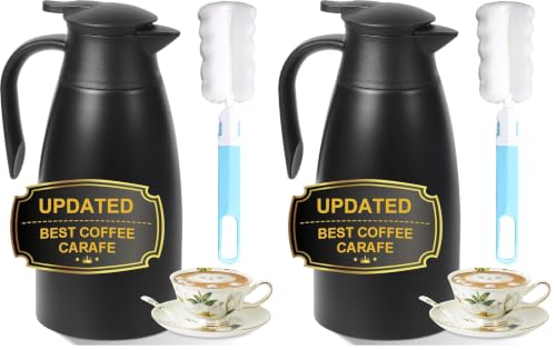 Image of 70oz Thermal Coffee Carafe for keeping hot,Updated Carafes for hot liquid, Stainless Steel Insulated Thermal Pot for Coffee, Hot Water,Keep Hot 12 Hours (Black 2.1 L) (Pack of 2)
