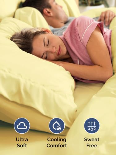 Image of Extra Deep Pocket Queen Size Sheet Set - Breathable & Cooling - Yellow