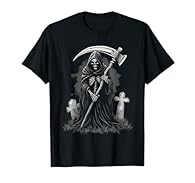 Death and Mortality design. Grim Reaper. Embrace the mystique with this striking grim reaper art. Grim Reaper. Fans Of Gothic And Dark Art. Ideal for those who appreciate intricate gothic designs. Lightweight, Classic fit, Double-needle sleeve and bo...