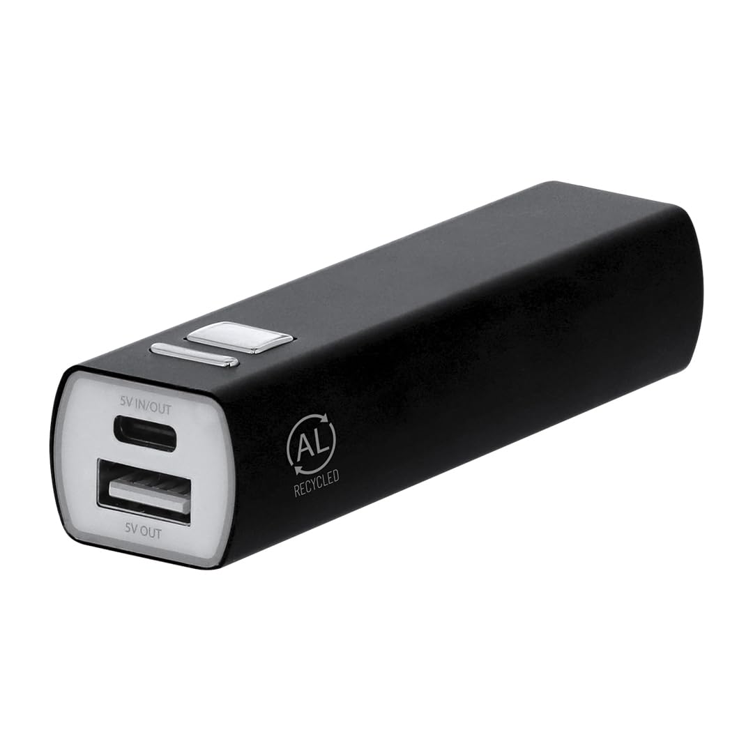 Lote de 10 Power Bank en Aluminio Reciclado. Capacidad de Carga 2600 MAh, con Cable Tipo C Incluido. con botón ON/Off.