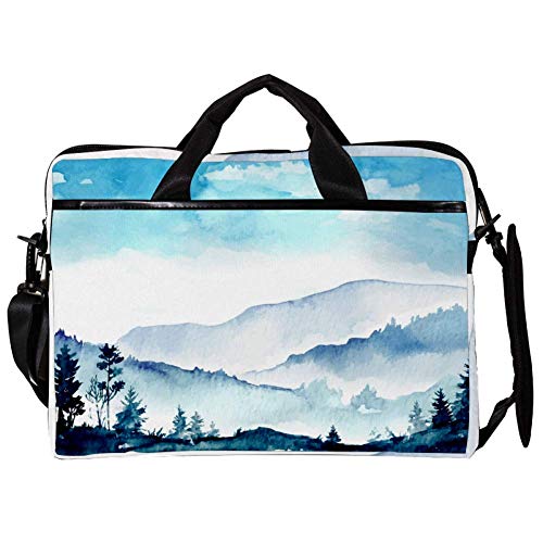 Sac ordinateur portable 14-15 pouces aquarelle montagne pour le bureau