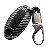 ontto 5 Buttons Keycase Fit for Nissan Remote Key Fob Cover Fit for Infiniti Carbon Texture Black