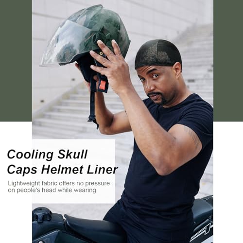 Image of 9 Pcs Cooling Skull Cap Camo Liner Sweat Wicking Lightweight Cycling Cap Running Hat for Men Women