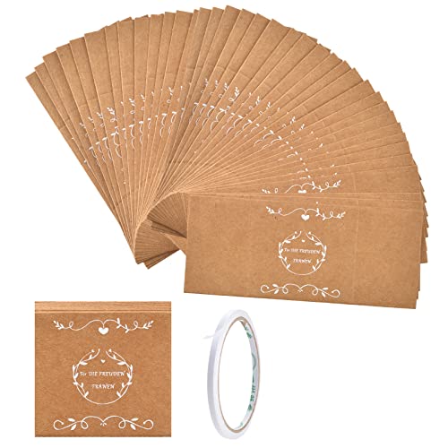 BEIMEIII Lot de 50 banderoles pour mariage - Avec ruban adhésif double face en forme de fleur - Papier kraft - Pour cadeaux d'invités de mariage (50) Cover