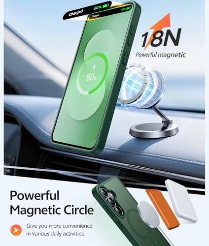 FNTCASE for Samsung Galaxy S25 FE Case: Magnetic Translucent Matte Military Grade Drop Proof Protection Cell Phone Cover - Slim Rugged Durable Shockproof Protective S25Fe Cases (Green-6.7 inch) - 2