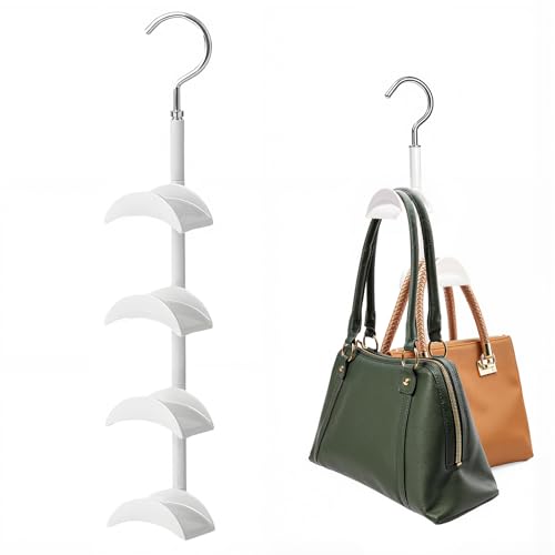 Purse Hanger Organizer for Closet, Hanging Bag Holder, with 4 Hooks, Hanging Organizer for Handbag Keeping Purses, Storage Hook Backpack Rack Space Saving Hanger (1 Pack)