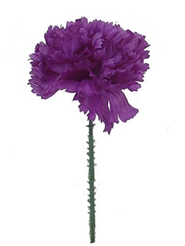 Floral Supply Online - 4.25  Silk Carnations on Stem Pick - Featuring New Larger Bloom Size for Floral Arrangements, Weddings, Flowers, Home Decor or Office. (Purple)