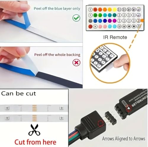 Tira de luces LED RGB 16.5FT ALisasin con control remoto miniatura 5