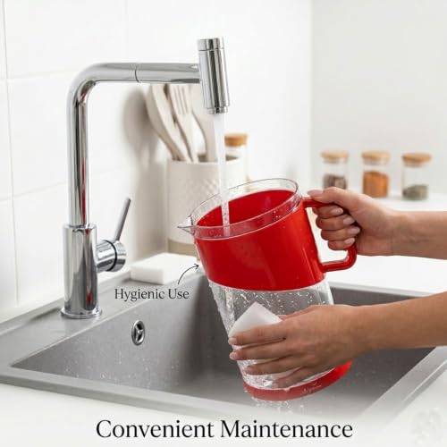 Image of Signamio 1800 ML Water Jug - Elegant Jug for Water and Juice Serving, Ideal Water Jugs for Dining Table - 1800 ML Capacity, Durable and Stylish Design for Home and Office Use-Red