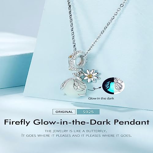 Qings Abalorios de Luciérnaga para Mujer, Colgante de Luminosa Plata de Ley 925 Glow in the Dark Animales Charm para Pulseras y Collares, Regalos de joyería para Mujeres y Niñas