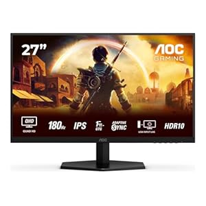 AOC Gaming Q27G42XE – 27 inch Quad HD-monitor, 180 Hz, 1 ms, FreeSync Prem., Comp. G-Sync, HDR10 (2560 x 1440, 2 x HDMI 2.0, 1 x DisplayPort 1.4) zwart